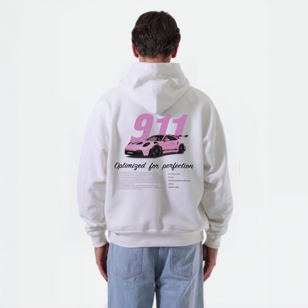 Sweat porsche GT3 RS 992 blanc rose de dos