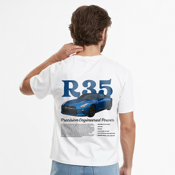 T-shirt Nissan GTR Blanc de Dos