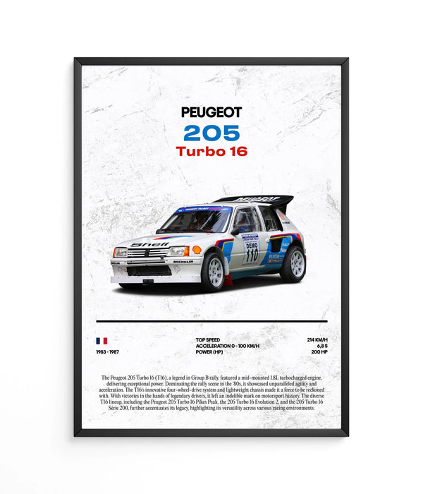 Póster Peugeot 205 Turbo 16