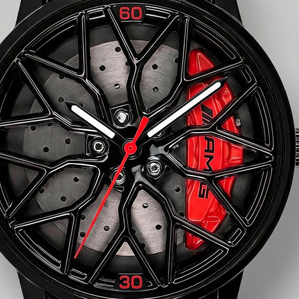 Primer plano de la llanta y de la pinza grabada AMG, reloj Mercedes-AMG G63