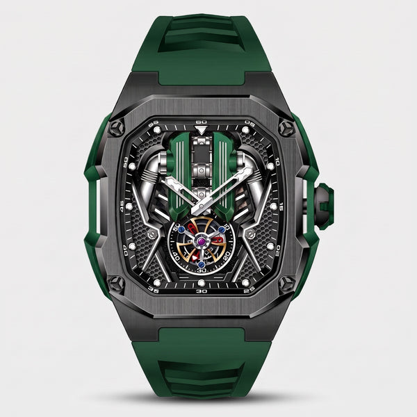 Reloj motor V12, motor verde