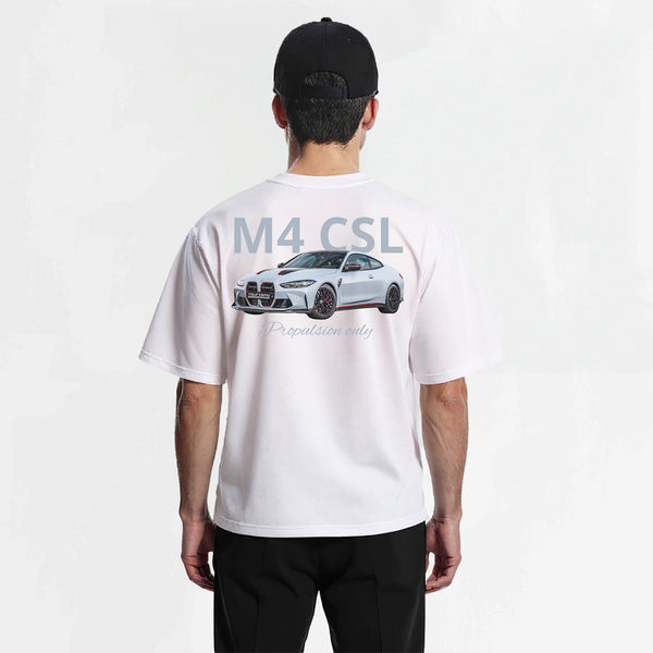 t-shirt bmw m4 csl gris blanc de dos