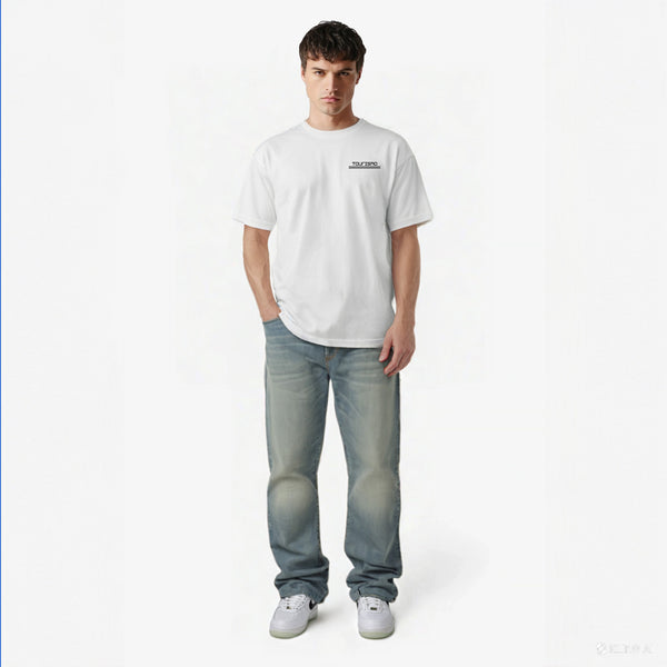 t-shirt blancF1 mclaren noir et orange de face