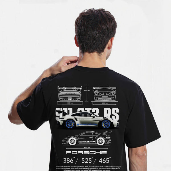 T-shirt Porsche GT3RS Noir Blanc Bleu de Dos