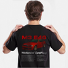 T-shirt noir BMW M3 E46 avec voiture rouge sur fond blanc, dos mannequin