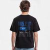T-shirt noir BMW M5 V10 avec visuel voiture bleue, vue de dos