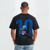 T-shirt noir F1 Pierre Gasly avec grand numéro 10 bleu et illustration du pilote en combinaison Alpine sur le dos