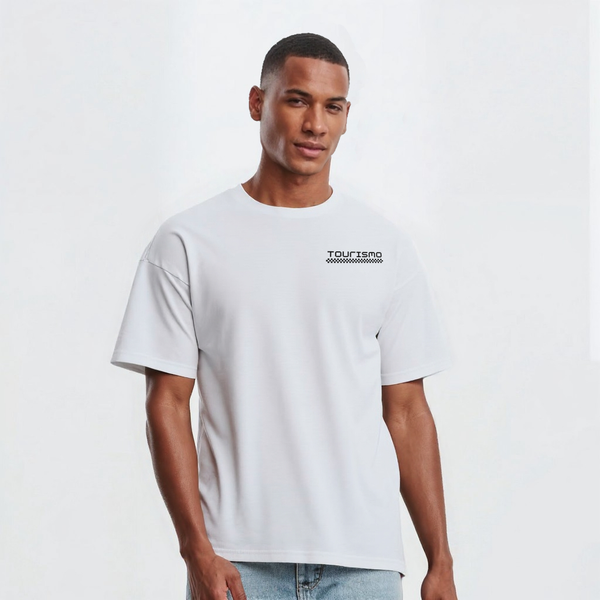 T-shirt blanc Spa Grand Prix porté par mannequin, vue de face simple