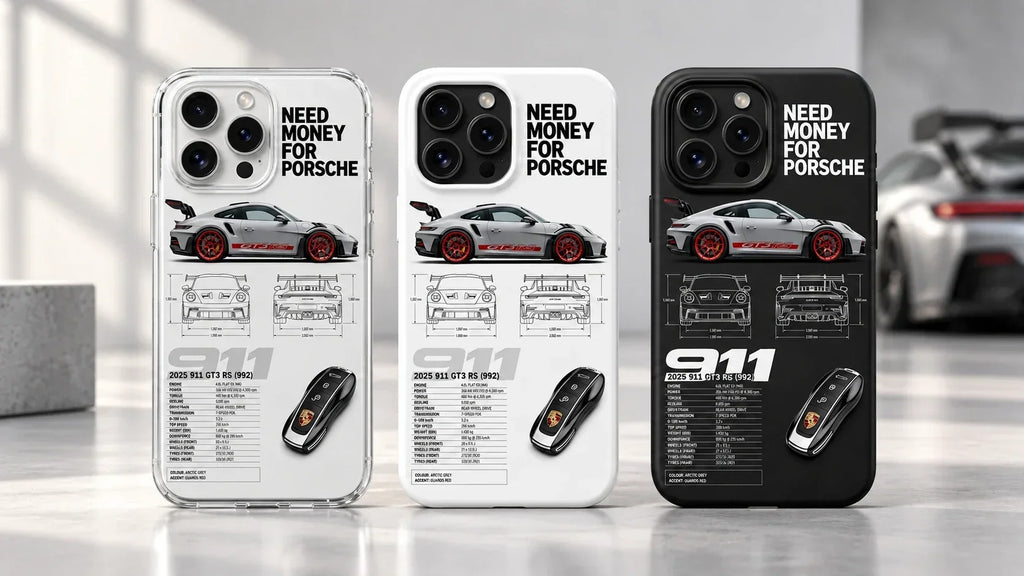 Coques iPhone Need Money For Porsche en blanc, noir et transparent