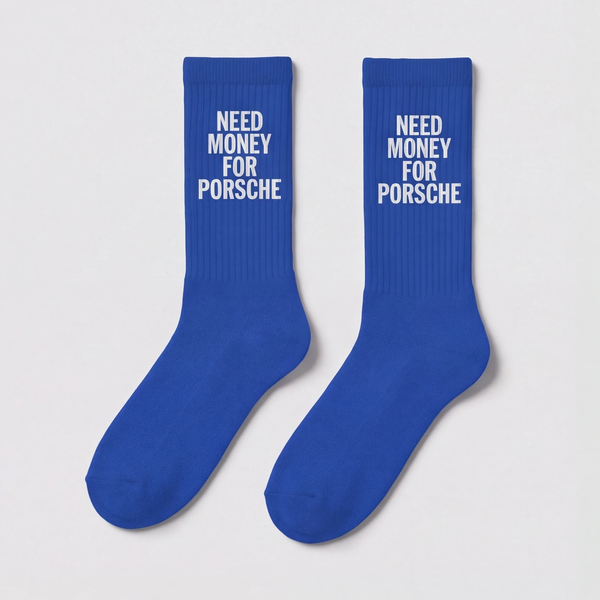 Calcetines Need Money For Porsche, azul cobalto