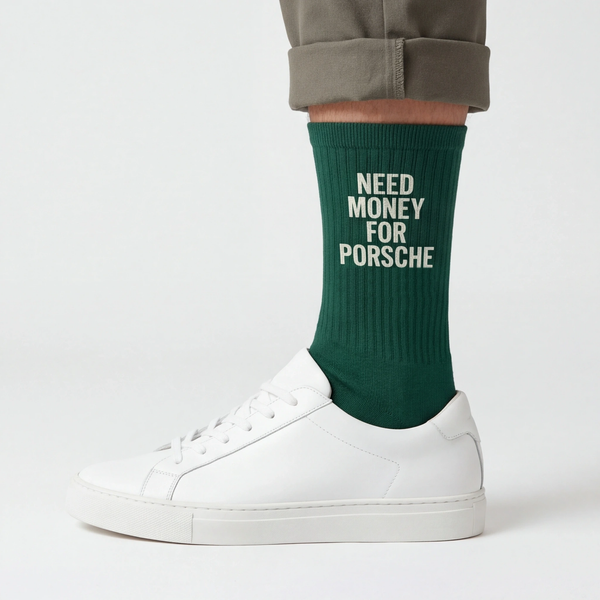 Calcetines Need Money For Porsche, verde botella