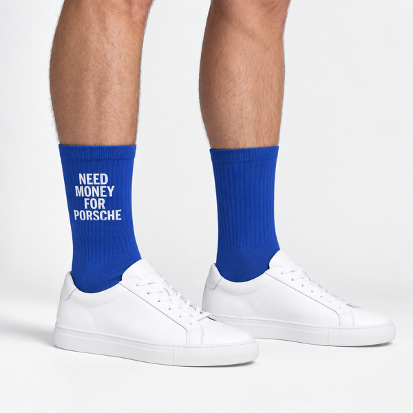 Calcetines Need Money For Porsche, azul cobalto