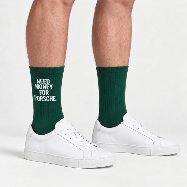 Calcetines Need Money For Porsche, verde botella