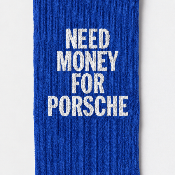 Calcetines Need Money For Porsche, azul cobalto