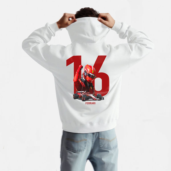 Sweat F1 Ferrari Charle leclerc blanc de dos 