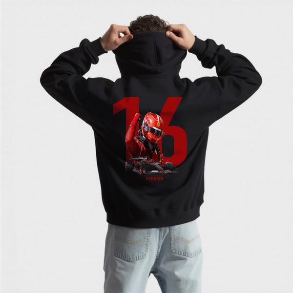 Sweat F1 Ferrari Charle leclerc noir de dos 