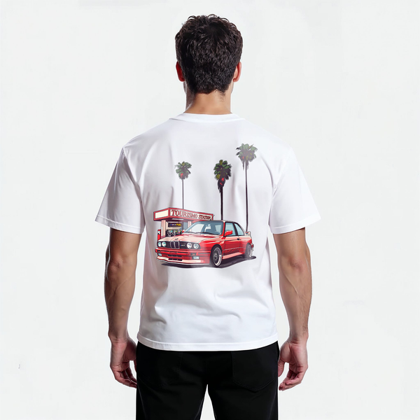 T-shirt BMW M3 E30 blanc de dos 
