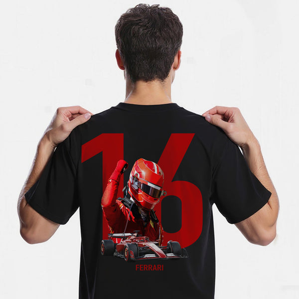 T-shirt F1 Ferrari Charle leclerc noir de Dos 