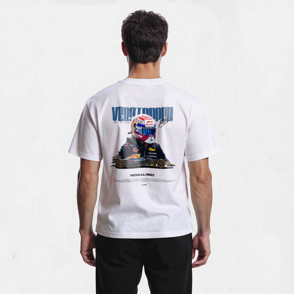 T-shirt F1 Max Verstappen Signature blanc de dos 