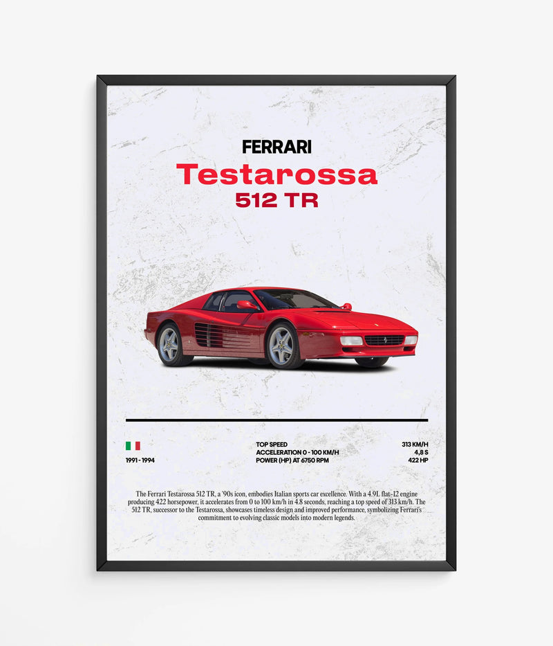 Póster Ferrari Testarossa 512 TR, vista 2