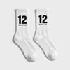 Calcetines Ayrton Senna 12, temporada 1988 blanco, el par en plano