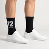 Calcetines Ayrton Senna 12, temporada 1988 negro, puestos, el par de frente