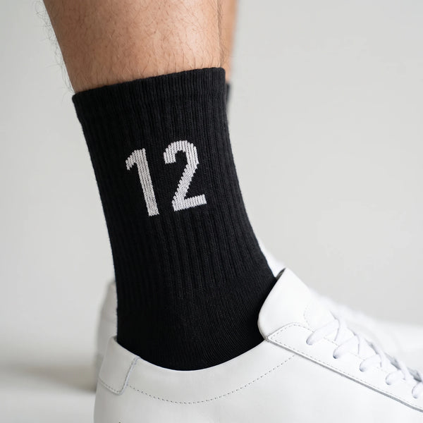 Calcetines Kimi Antonelli 12 negro, primer plano del motivo tejido