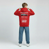 Vue arrière d’un sweat enfant rouge Porsche GT3 RS avec flocage racing 911