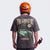 Camiseta The Ghost RS negra lavada vista de espaldas: GT3 RS fantasma en un tren fantasma