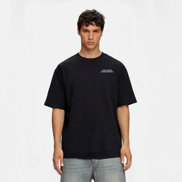 t-shirt noirF1 porsche noir et rose de face 