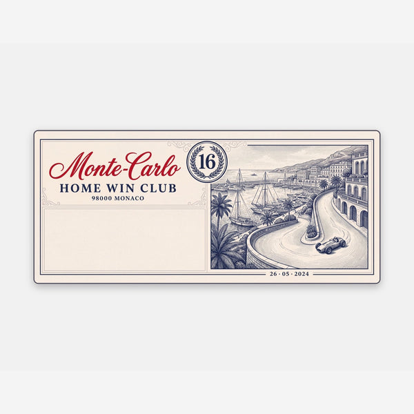 Tapis de souris Leclerc (allusion), Monte-Carlo souvenir, vue carrée du tapis posé à plat.
