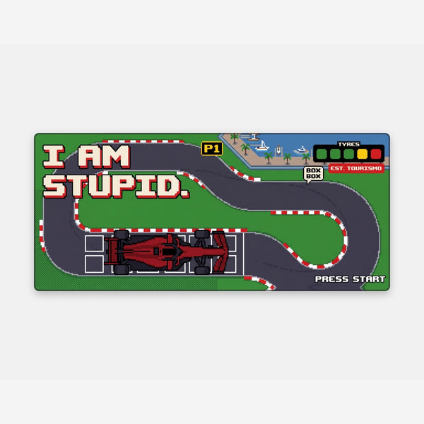 Tapis de souris Leclerc pixel art, jeu vidéo 16 bits, vue carrée du tapis posé à plat.