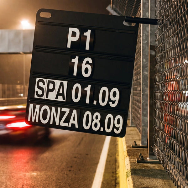 Alfombrilla de ratón Leclerc Spa Monza panel de boxes 16, detalle del diseño impreso