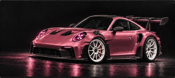Alfombrilla de ratón Porsche 911 GT3 RS 992 rosa, detalle del diseño impreso