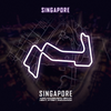 Toile canvas circuit F1 Singapour, tracé lumineux violet sur fond sombre, hommage au Marina Bay Street Circuit