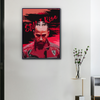 Portrait artistique de Lewis Hamilton en toile F1 avec typographie Still I Rise sur fond rouge intense