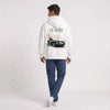 Sudadera con capucha blanca Jaguar D-Type Le Mans N°6: Born for Le Mans, vista de espaldas