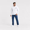 Sudadera Jaguar D-Type Le Mans N°6: Born for Le Mans, blanca, vista frontal, plano general, con logo Tourismo