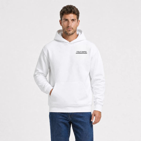 Sweat Maserati 250F Scuderia Elegance blanc vu de face en plan rapproché avec logo Tourismo