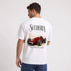 T-shirt Maserati 250F Scuderia Elegance blanc, monoplace rouge numéro 6 vue de dos