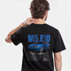 T-shirt noir BMW M5 V10 avec visuel voiture bleue, vue de dos