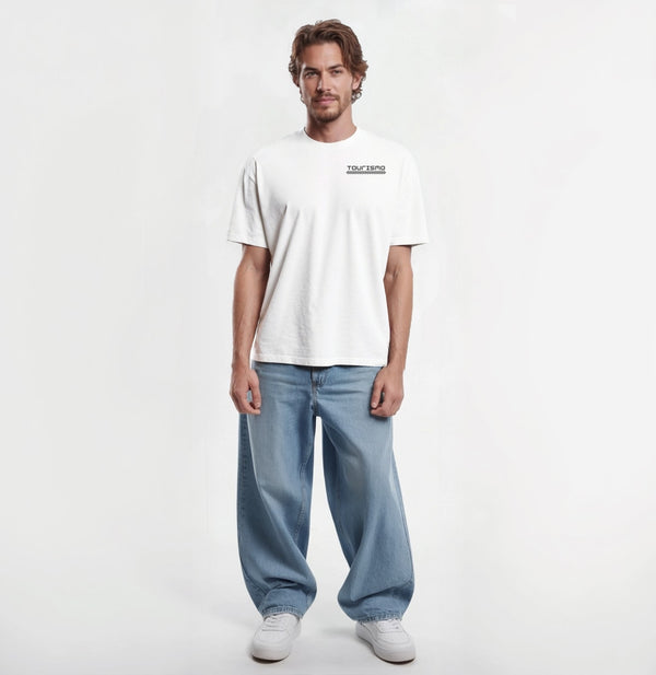 T-shirt blanc Chevy Nova 1968 coupe oversize, vu de face