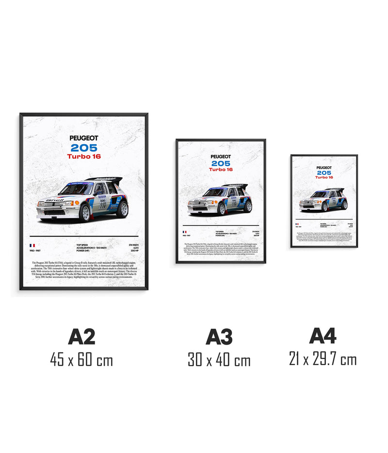 Póster Peugeot 205 Turbo 16, vista 3