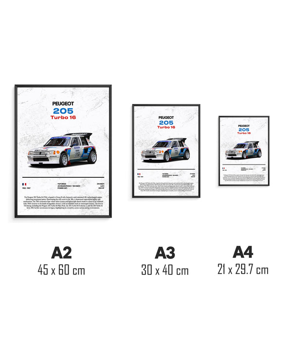 Póster Peugeot 205 Turbo 16